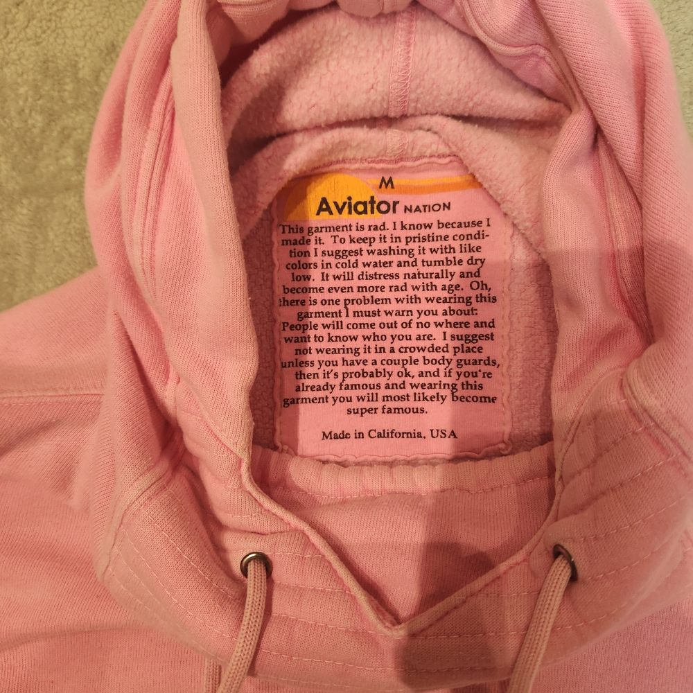 Aviator Nation Pink Hoodie with Small Logo - Picture 5 of 9